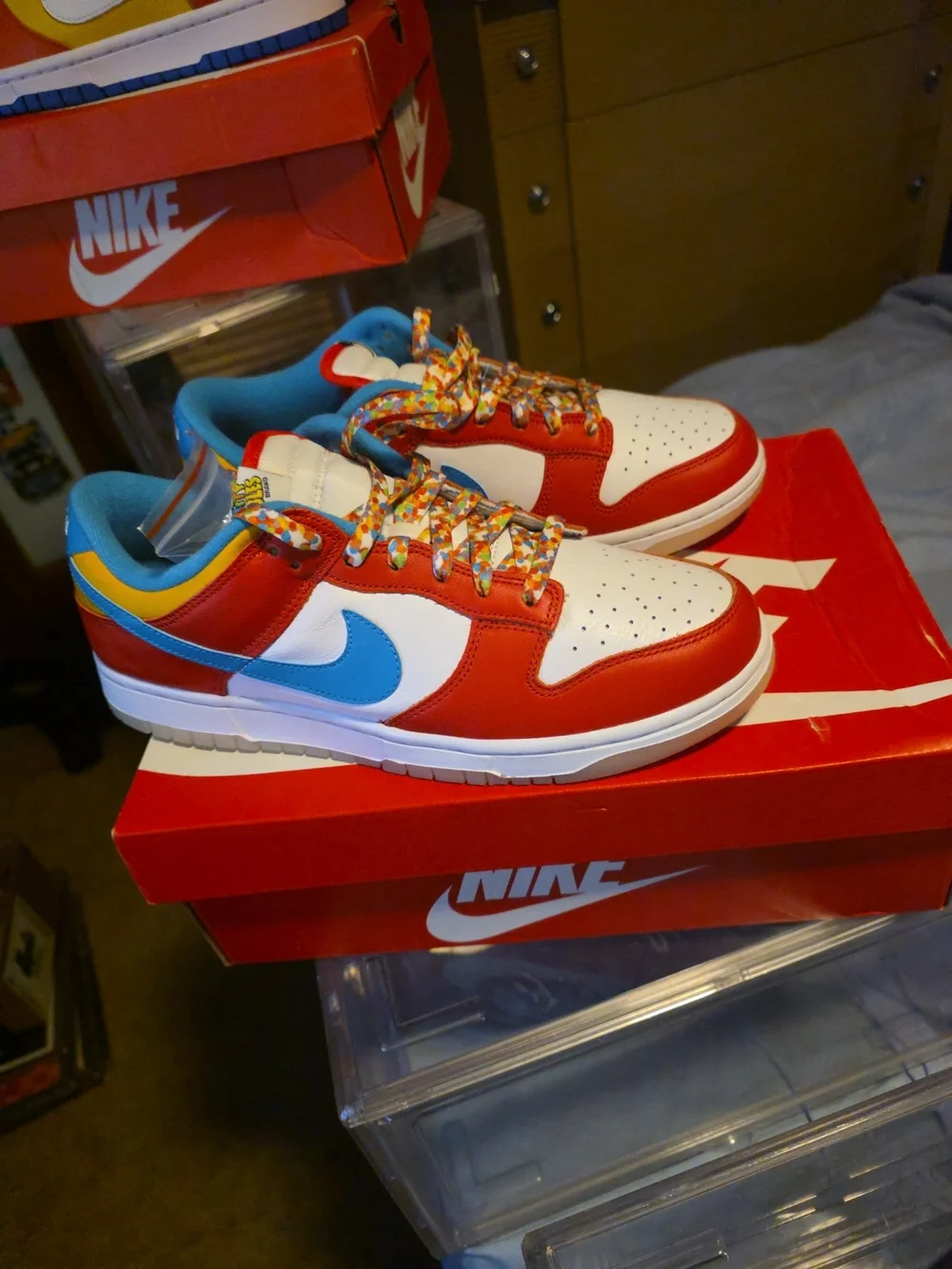 Nike Low-Top Sneakers in Red, Blue, Multicolor ( Frutie Pebbles Lebron James)